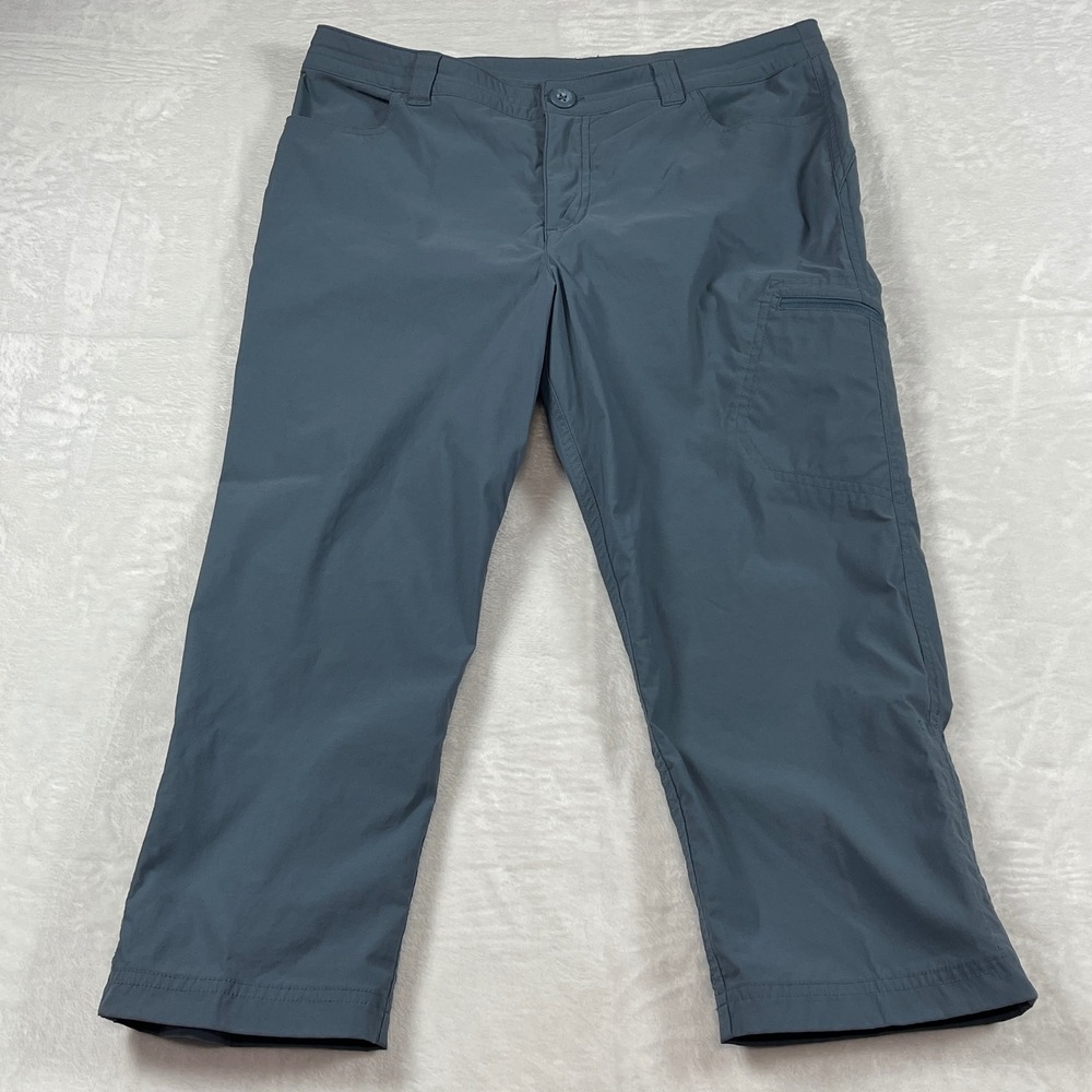 Eddie Bauer Womens Tech Capri Pants Blue Gray Size 8 Hiking Outdoor Gorpcore‎